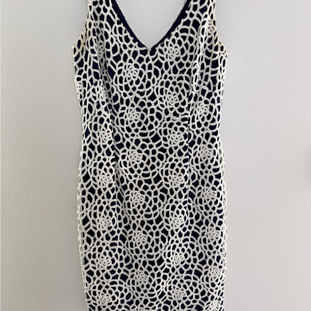 Ralph Lauren Navy and Cream Lace Dress
